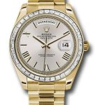 Rolex Yellow Gold Day-Date 40 Watch – Bezel – Silver Bevelled Roman Dial – President Bracelet – 228398TBR