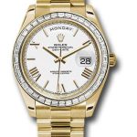 Rolex Yellow Gold Day-Date 40 Watch – Bezel – White Bevelled Roman Dial – President Bracelet – 228398TBR