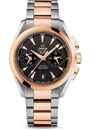 Omega Seamaster Aqua Terra 150 M Co-Axial GMT Chronograph Watch – 43 mm Steel And Red Gold Case – Grey Dial – Steel Bracelet – 231.20.43.52.06.001