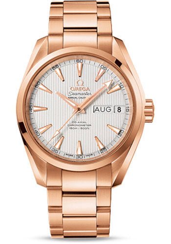 Omega Seamaster Aqua Terra Co-Axial Annual Calendar Watch – 38.5 mm Red Gold Case – Teak-Silver Dial – 231.50.39.22.02.001
