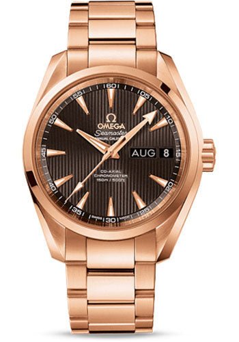 Omega Seamaster Aqua Terra Co-Axial Annual Calendar Watch – 38.5 mm Red Gold Case – Teak-Sun Brushed Grey Dial – 231.50.39.22.06.001