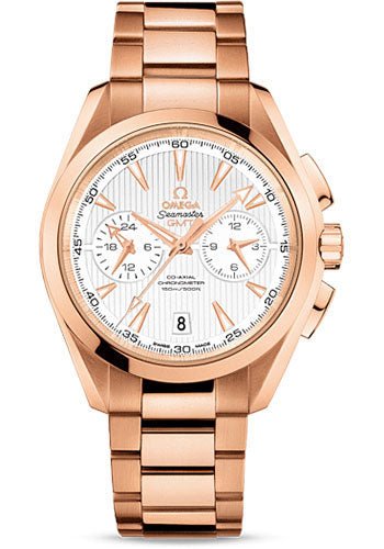 Omega Seamaster Aqua Terra 150 M Co-Axial GMT Chronograph 43 mm Watch – 43 mm Red Gold Case – Silvery Dial – 231.50.43.52.02.001