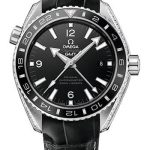 Omega Seamaster Planet Ocean 600 M Omega Co-Axial GMT Watch – 43.5 mm Platinum Case – Black Ceramic Bi-Directional Bezel – Black Dial – Black Leather Strap – 232.98.44.22.01.001
