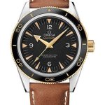 Omega Seamaster 300 Omega Master Co-Axial Watch – 41 mm Steel Case – Yellow Gold Bezel – Black Dial – Brown Leather Strap – 233.22.41.21.01.001