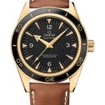 Omega Seamaster 300 Omega Master Co-Axial Watch – 41 mm Yellow Gold Case – Ceramic Bezel – Black Dial – Brown Leather Strap – 233.62.41.21.01.001