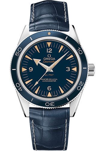 Omega Seamaster 300 Omega Master Co-Axial – 41 mm Platinum Case – Blue Enamel Dial – Blue Leather Strap Limited Edition of 757 – 233.93.41.21.03.001