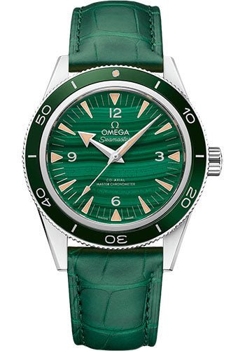 Omega Seamaster 300 Omega Co-Axial Master Chronometer – 41 mm Platinum Case – Deep Green Dial – Green Leather Strap – 234.93.41.21.99.001