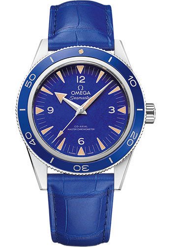 Omega Seamaster 300 Omega Co-Axial Master Chronometer – 41 mm Platinum Case – Deep Blue Dial – Blue Leather Strap – 234.93.41.21.99.002