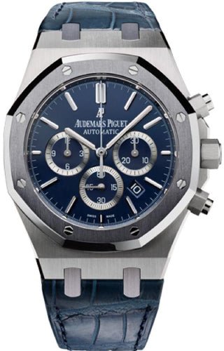 Audemars Piguet Royal Oak 41mm Leo Messi Chronograph Platinum Tantalum Bezel Blue Index Dial Alligator Leather Strap – 26325PL.OO.D310CR.01