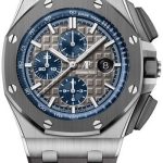 Audemars Piguet Royal Oak Offshore Selfwinding Chronograph Watch – 44mm Titanium Ceramic Case – Grey and Blue Dial – Grey Rubber Strap – 26400IO.OO.A004CA.02