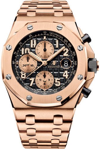 Audemars Piguet Royal Oak Offshore Selfwinding Chronograph Watch – 42mm – Pink Gold – Black Dial – Pink Gold Bracelet – 26470OR.OO.1000OR.03