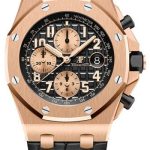 Audemars Piguet Royal Oak Offshore Selfwinding Chronograph Watch – 42mm – Pink Gold – Black Dial – Black Alligator Strap – 26470OR.OO.A002CR.02