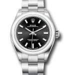 Rolex Oyster Perpetual 28 Watch – Domed Bezel – Black Index Dial – Oyster Bracelet – 2020 Release – 276200