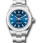 Rolex Oyster Perpetual 28 Watch – Domed Bezel – Blue Index Dial – Oyster Bracelet – 2020 Release – 276200 bluio