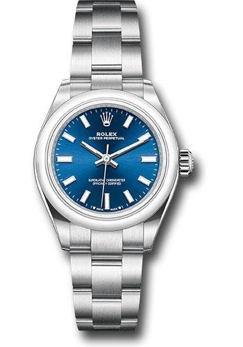 Rolex Oyster Perpetual 28 Watch – Domed Bezel – Blue Index Dial – Oyster Bracelet – 2020 Release – 276200 bluio