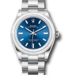 Rolex Oyster Perpetual 31 Watch – Domed Bezel – Blue Index Dial – Oyster Bracelet – 2020 Release – 277200 bluio