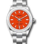 Rolex Oyster Perpetual 31 Watch – Domed Bezel – Coral Red Index Dial – Oyster Bracelet – 2020 Release – 277200