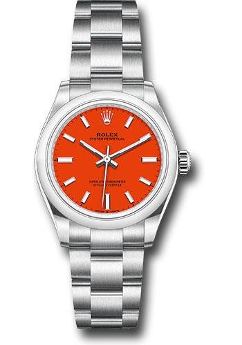 Rolex Oyster Perpetual 31 Watch – Domed Bezel – Coral Red Index Dial – Oyster Bracelet – 2020 Release – 277200