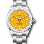 Rolex Oyster Perpetual 31 Watch – Domed Bezel – Yellow Index Dial – Oyster Bracelet – 2020 Release – 277200
