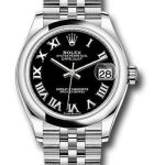 Rolex Steel and White Gold Datejust 31 Watch – Domed Bezel – Black Roman Dial – Jubilee Bracelet – 2020 Release – 278240