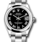Rolex Steel and White Gold Datejust 31 Watch – Domed Bezel – Black Roman Dial – Oyster Bracelet – 2020 Release – 278240