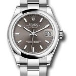 Rolex Steel and White Gold Datejust 31 Watch – Domed Bezel – Dark Grey Index Dial – Oyster Bracelet – 2020 Release – 278240 dkgio