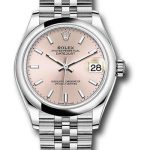 Rolex Steel and White Gold Datejust 31 Watch – Domed Bezel – Pink Index Dial – Jubilee Bracelet – 2020 Release – 278240