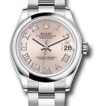 Rolex Steel and White Gold Datejust 31 Watch – Domed Bezel – Pink Roman Dial – Oyster Bracelet – 2020 Release – 278240