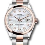 Rolex Steel and Everose Gold Datejust 31 Watch – Domed Bezel – Silver Diamond Dial – Oyster Bracelet – 278241