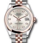 Rolex Steel and Everose Gold Datejust 31 Watch – Domed Bezel – Rose Diamond Dial – Jubilee Bracelet – 278241