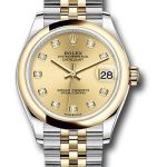 Rolex Steel and Yellow Gold Datejust 31 Watch – Domed Bezel – Champagne Diamond Dial – Jubilee Bracelet – 278243