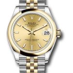 Rolex Steel and Yellow Gold Datejust 31 Watch – Domed Bezel – Champagne Index Dial – Jubilee Bracelet – 278243