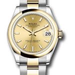 Rolex Steel and Yellow Gold Datejust 31 Watch – Domed Bezel – Champagne Index Dial – Oyster Bracelet – 278243