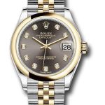 Rolex Steel and Yellow Gold Datejust 31 Watch – Domed Bezel – Dark Grey Diamond Dial – Jubilee Bracelet – 278243 dkgdj