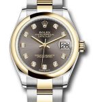 Rolex Steel and Yellow Gold Datejust 31 Watch – Domed Bezel – Dark Grey Diamond Dial – Oyster Bracelet – 278243 dkgdo