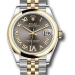 Rolex Steel and Yellow Gold Datejust 31 Watch – Domed Bezel – Dark Grey Diamond Roman Six Dial – Jubilee Bracelet – 278243 dkgdr6j