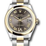 Rolex Steel and Yellow Gold Datejust 31 Watch – Domed Bezel – Dark Grey Diamond Roman Six Dial – Oyster Bracelet – 278243 dkgdr6o