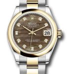 Rolex Steel and Yellow Gold Datejust 31 Watch – Domed Bezel – Dark Mother-of-Pearl Diamond Dial – Oyster Bracelet – 278243 dkmdo