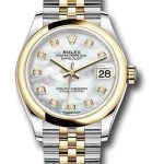 Rolex Steel and Yellow Gold Datejust 31 Watch – Domed Bezel – Mother-of-Pearl Diamond Dial – Jubilee Bracelet – 278243