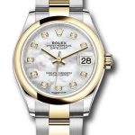 Rolex Steel and Yellow Gold Datejust 31 Watch – Domed Bezel – Mother-of-Pearl Diamond Dial – Oyster Bracelet – 278243
