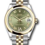 Rolex Steel and Yellow Gold Datejust 31 Watch – Domed Bezel – Olive Green Diamond Roman Six Dial – Jubilee Bracelet – 278243 ogdr6j