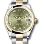 Rolex Steel and Yellow Gold Datejust 31 Watch – Domed Bezel – Olive Green Diamond Roman Six Dial – Oyster Bracelet – 278243 ogdr6o