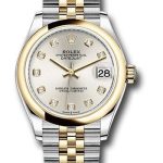 Rolex Steel and Yellow Gold Datejust 31 Watch – Domed Bezel – Silver Diamond Dial – Jubilee Bracelet – 278243