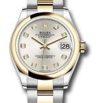 Rolex Steel and Yellow Gold Datejust 31 Watch – Domed Bezel – Silver Diamond Dial – Oyster Bracelet – 278243