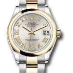 Rolex Steel and Yellow Gold Datejust 31 Watch – Domed Bezel – Silver Diamond Roman Six Dial – Oyster Bracelet – 278243 sdr6o