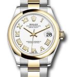 Rolex Steel and Yellow Gold Datejust 31 Watch – Domed Bezel – White Roman Dial – Oyster Bracelet – 278243