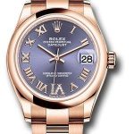 Rolex Everose Gold Datejust 31 Watch – Domed Bezel – Aubergine Diamond Six Dial – Oyster Bracelet – 278245 aubdr6o