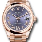 Rolex Everose Gold Datejust 31 Watch – Domed Bezel – Aubergine Diamond Six Dial – President Bracelet – 278245 aubdr6p