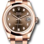 Rolex Everose Gold Datejust 31 Watch – Domed Bezel – Chocolate Diamond Dial – Oyster Bracelet – 278245 chodo