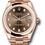 Rolex Everose Gold Datejust 31 Watch – Domed Bezel – Chocolate Diamond Dial – President Bracelet – 278245 chodp